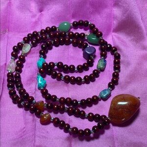 Elegant Multi-Stone Beaded Mala Necklace